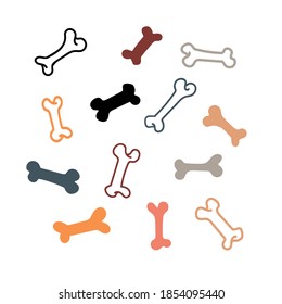 Vector colorful  set of bones for dog isolated on white backgrounds