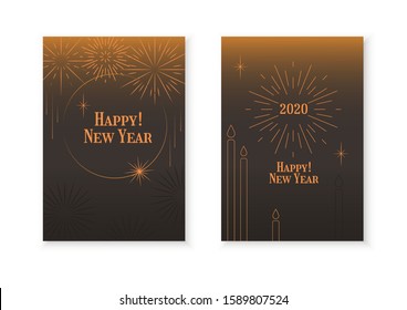 Vector colorful set celebration festive fireworks for holiday, new year party.Birthday,carnival,independence day.Firework show in dark evening sky.Pyrotechnics background.Brown gradient.