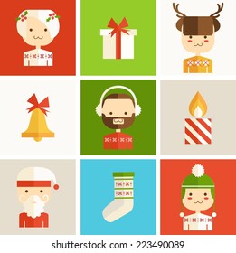 Vector colorful set with christmas design elements