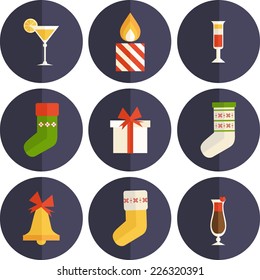 Vector colorful set with christmas design elements 