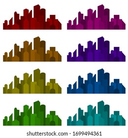 Vector colorful set of cityscape on white background, illustration