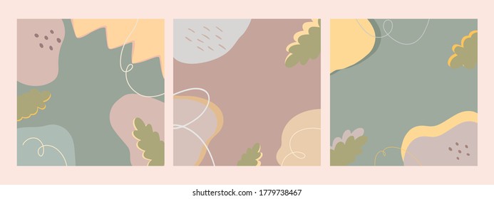Vector colorful set with contemporary modern trendy vector illustrations of abstract background. Hand drawn various shapes and doodle objects.