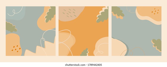 Conjunto de colores vectoriales con ilustraciones vectoriales modernas y contemporáneas de fondo abstracto. Dibujar a mano varias formas y objetos de doodle
