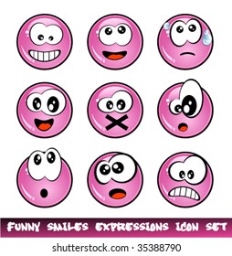 VECTOR Colorful Set of Funny Smiles with different expressions