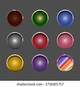 Vector colorful set of game buttons and frames.GUI elements for mobile applications. Options and selection windows, panel settings. Cartoon board menu interface.
