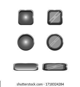 Vektorfarbige Reihe von Spielknöpfen und Frames.GUI-Elemente für mobile Anwendungen. Optionen und Auswahlfenster, Panel-Einstellungen. Menüschnittstelle auf dem Karton.