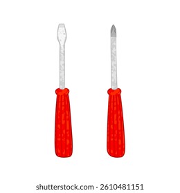 Vector Colorful Set with Illustrations of Different Screwdrivers Isolated on White Background