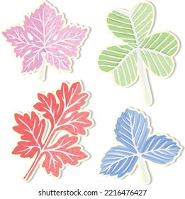 Vector colorful set leaf of design for card and stickers. Fashion style. Colorful bright