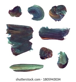Vector colorful set with oil paint spot background, texture hand drawn illustration. Use it as element for design greeting card, poster, banner, Social Media post, invitation, graphic design