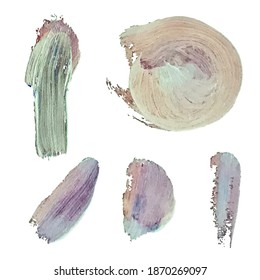 Vector colorful set with oil paint spot background, texture hand drawn illustration. Use it as element for design greeting card, poster, banner, Social Media post, invitation, graphic design