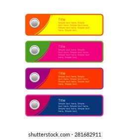 vector Colorful set of web buttons Yellow pink orange blue on white background