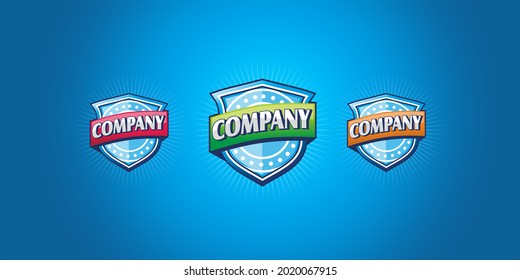 Plantillas de pantalla coloridas para vectores. Logo para compañías de antivirus y seguridad.