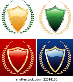 vector colorful shields with laurels