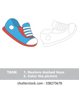 Vector colorful shoes to be traced. Restore dashed line and color the picture. Worksheet to be colored.