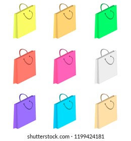 Vector Colorful Shopping Paper Bags Isolated on White Background