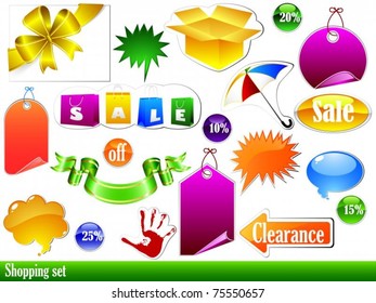Vector del colorido conjunto de compras
