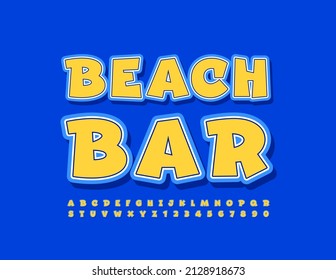 Vektorfarbige Sign Beach Bar. Moderne helle Schriftart. Satz für kreative Alphabet-Buchstaben und -Zahlen