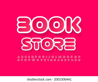 Vector Colorful Sign Book Store. Trendy Bright Font. Modern Alphabet Letters and Numbers
