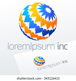 Vector colorful sign with hearts. Logo for Cosmetics, Fashion
