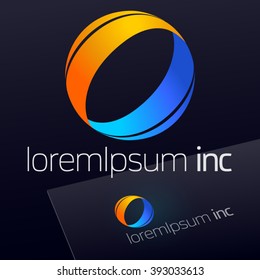 Vector colorful sign on dark Background. Logo for Business, Tourism, Travel