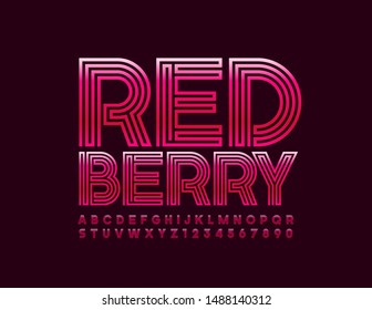 Vector colorful Sign Red Berry. Stylish Uppercase Font. Bright Alphabet Letters and Numbers