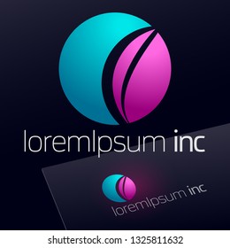 Vector colorful sign in sphere shape. Bright Logo for Business, Technology, Corporation. 