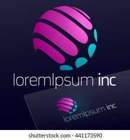 Vector colorful sign in sphere shape. Logo for Business, Technology, Corporation.