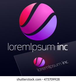 Vector colorful sign in sphere shape. Logo for Business, Technology, Corporation.