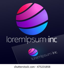 Vector colorful sign in sphere shape. Logo for Business, Technology, Corporation.