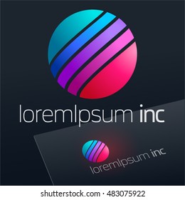 Vector colorful sign in sphere shape. Logo for Business, Technology, Corporation.