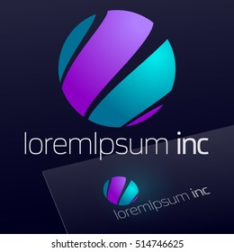 Vector colorful sign in sphere shape. Logo for Business, Technology, Corporation.