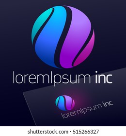 Vector colorful sign in sphere shape. Logo for Business, Technology, Corporation.