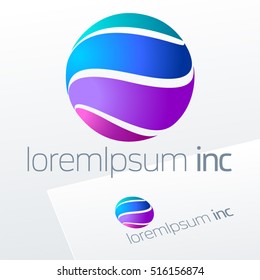 Vector colorful sign in sphere shape. Logo for Business, Technology, Corporation.