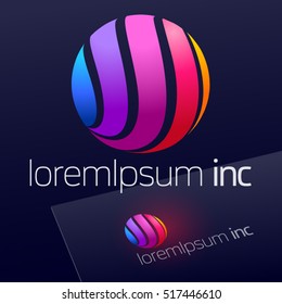 Vector colorful sign in sphere shape. Logo for Business, Technology and Corporation.