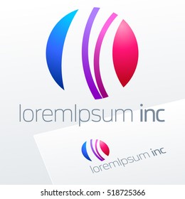 Vector colorful sign in sphere shape. Logo for Business, Technology, Corporation.