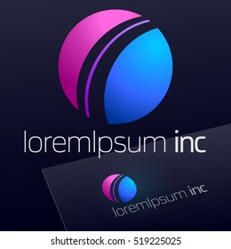Vector colorful sign in sphere shape. Logo for Business, Technology, Corporation.