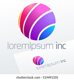 Vector colorful sign in sphere shape. Logo for Business, Technology, Corporation.