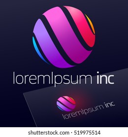 Vector colorful sign in sphere shape. Logo for Business, Technology, Corporation.