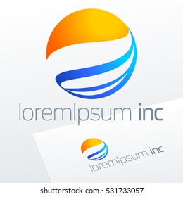 Vector colorful sign in sphere shape. Logo for Business, Tourism, Travel