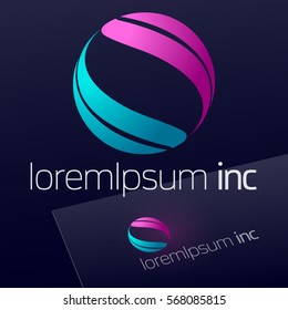 Vector colorful sign in sphere shape. Logo for Business, Technology, Corporation.