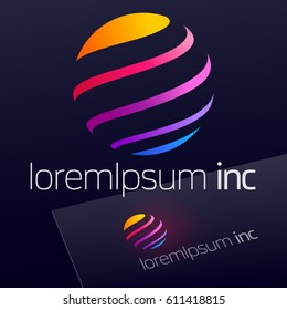 Vector colorful sign in sphere shape. Logo for Business, Technology, Corporation.