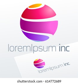 Vector colorful sign in sphere shape. Logo for Business, Technology, Corporation.