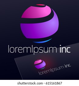 Vector colorful sign in sphere shape. Logo for Business, Technology, Corporation.
