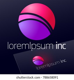 Vector colorful sign in sphere shape. Logo for Business, Technology, Corporation.