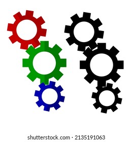 Vector Colorful and Silhouette of Gear Illustration for Work
