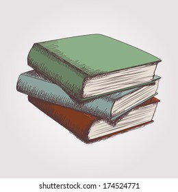 Vector colorful sketch of books stack