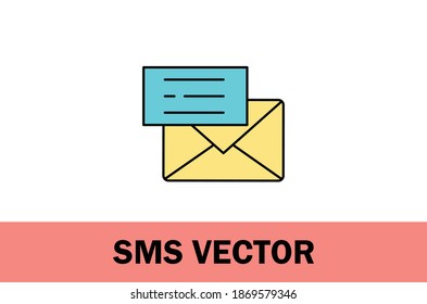 Vector of colorful SMS icon. Isolated on white background. 