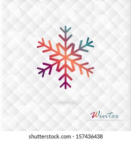 Vector colorful snowflake on winter background of diamonds. Bokeh. Rhombus. Winter theme. Christmas and New Year greeting card. 