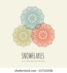 Vector colorful snowflakes. Holiday design.