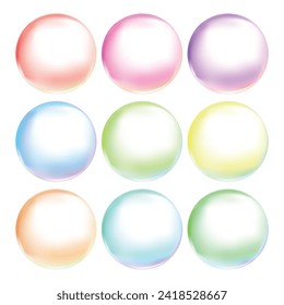 vector colorful soap bubbles on white background.
